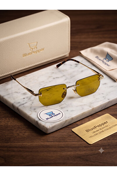 BluePepper Frameless T-Detail Rectangular Sunglasses Unisex Model New Season ...