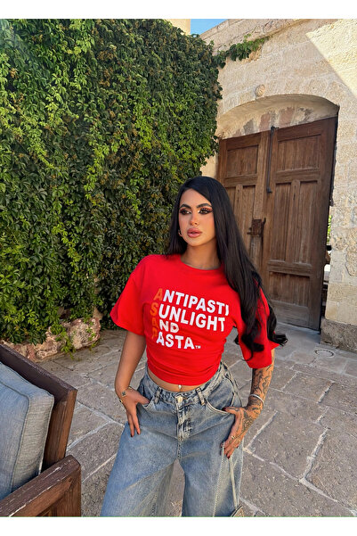 kırmızı butiks Red Summer Corset T-Shirt