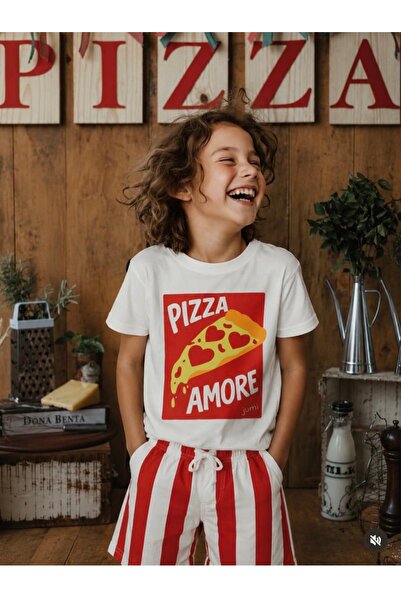 Patriko Girls' and Boys' Joyful Pizza Themed Cotton Summer T-Shirt Shorts Set...