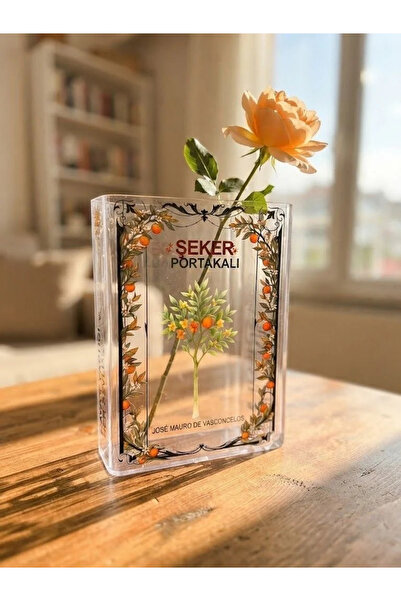 Solvo Şeker Portakalı Temalı Dekoratif Akrilik Kitap Vazo - Özel Tasarım Çiçe...