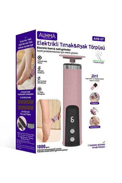 auhma AHB-07 Elektrikli Ayak ve Tırnak Törpüsü | 2'si 1 Arada Pedikür Cihazı | 6 Hız Kademesi | İler