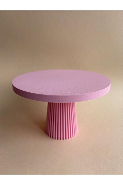 Mazaka Studio Ayaklı Çizgili Stand Pembe Cupcake Ve Sunım Standı 17 cm