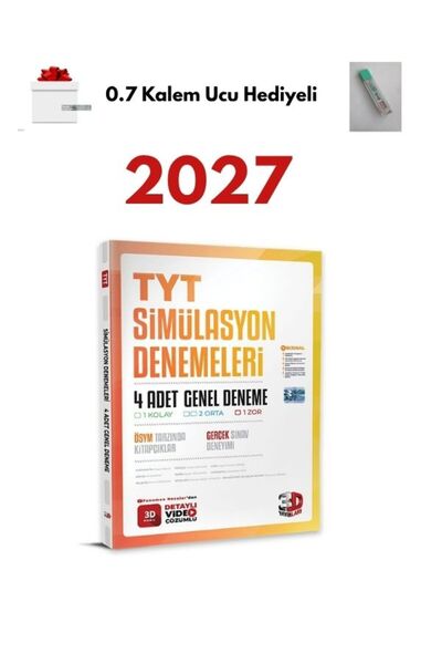 3D Yayınları 2027 TYT 4'lü Simülasyon Genel Deneme + Kalem Ucu Hediyeli