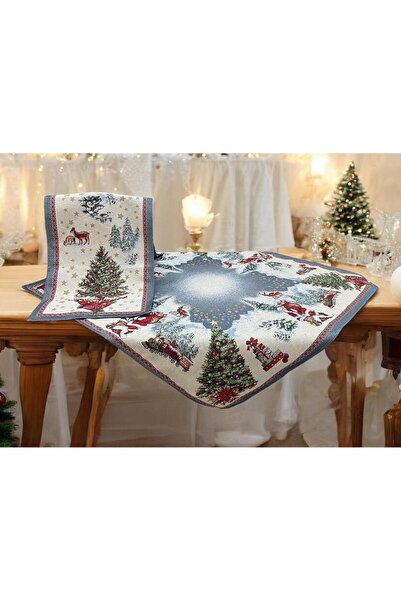 Linea Home ΧΡΙΣΤΟΥΓΕΝΝΙΑΤΙΚΟ ΣΕΤ ΙΣΠΑΝΙΚΟΥ ΥΦΑΣΜΑΤΟΣ ΜΕ ΛΕΥΚΟ ΔΕΝΤΡΟ ΑΠΟ 2 ΤΕ...