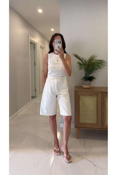 BİRCANÇİL Farle White Bermuda Shorts