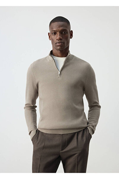 MANGO Man Fermuarlı ince dokuma kazak