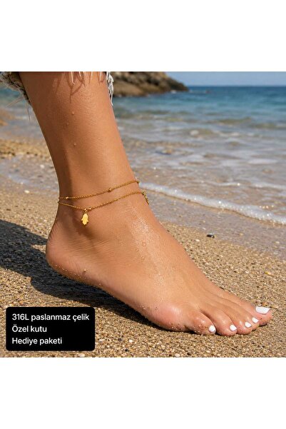 HER ŞEY NOTA www.herseynota.com Women's Gold Color Elegant Steel Anklet with ...
