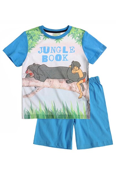 Disney Cartea Junglei Pijama de vară turcoaz 4-10 ani cu print digital și pan...