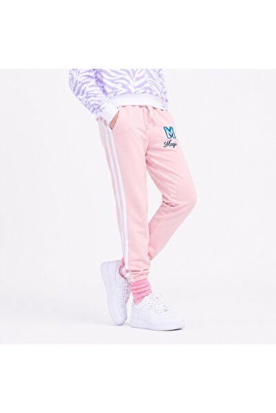 PALM PEANUTS Women's Pink Fleece Jogger Sweatpants with Side Stripes & Embroi...