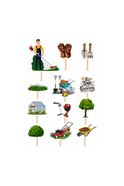 DecoParty Set de decorațiuni pentru tort – Tematică Grădinar, 12 piese, Carto...