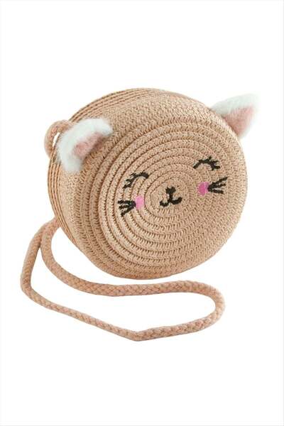 HOŞGÖR ACCESSORIES Children's Straw Bag with Cat Ears