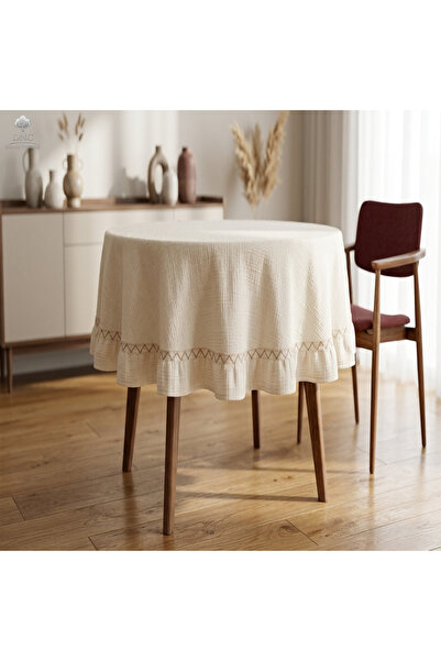 DNC home tekstil Τραπεζομάντηλο Στρογγυλό Ειδικής Σειράς Μουσελίνας