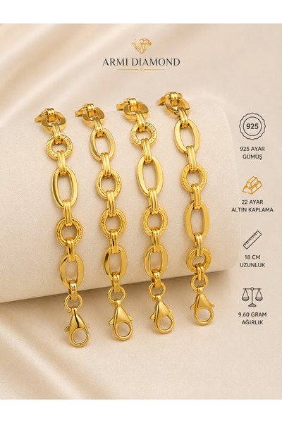 Armi Diamond 22 Ayar Altın Kaplama Hallow Bileklik