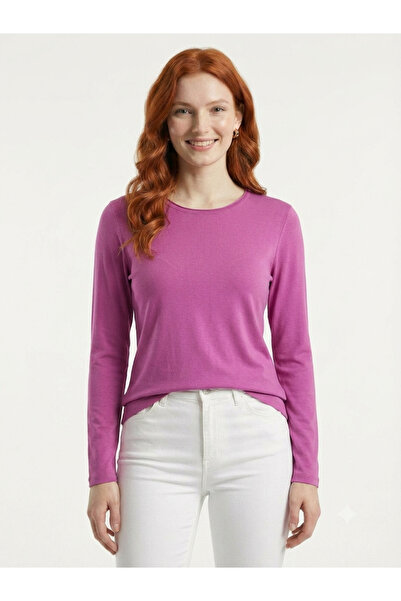 Neden Tekstil Women's Basic Long Sleeve Knitwear Blouse - Pink