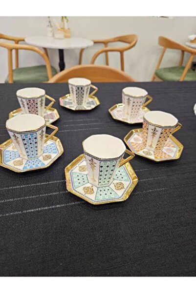 MİMSEGÜN DEKOR Kosova 6 Li Gold Detailled Cup Set