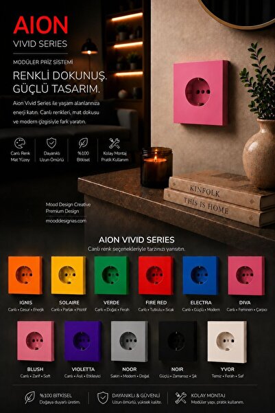 MoodDesign AION Collection - VIVID Series (BLUSH) /(TÜM PRİZLER İLE UYUMLUDUR...