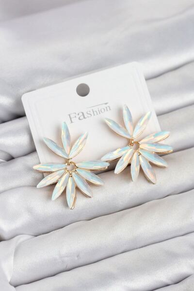 naque White Color Crystal Stone Lotus Model Women's Earrings Tj-Bkp11917