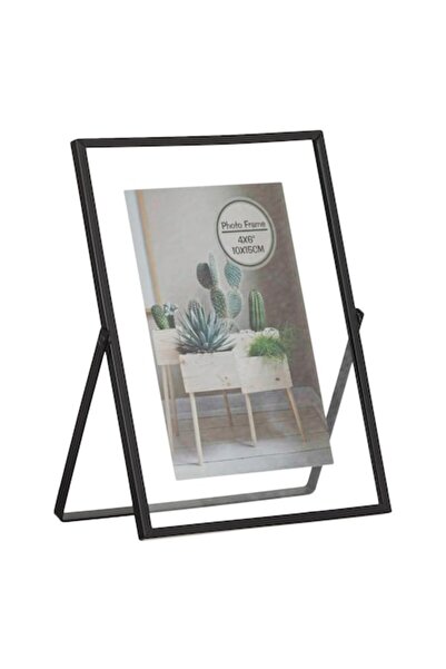 OEM Ramă foto decorativă metalică transparentă neagră cu suport 10x15cm