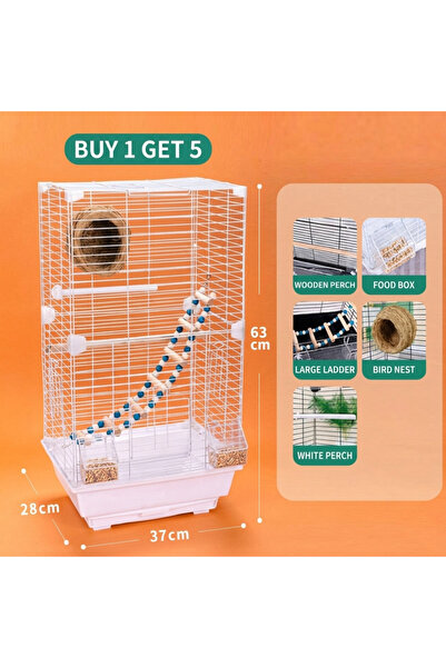 Diason Large Wire Bird Cage with Nest Breeding Kit, 63cm Tall Parakeet Flight...