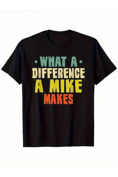 Astogria13 تي شيرت بطباعة "What A Mike Makes" من LocalMike - أصفر وأبيض على خ...