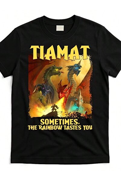 Astogria13 Men's Plus Size Black T-Shirt With Colorful Graphic 'TIAMAT' Bold ...