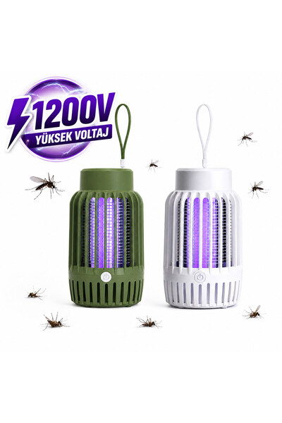 Genel Markalar USB-1 UV Işıklı 1200V Elektrikli Sinek ve Sivrisinek Öldürücü USB Kablolu Taşınabilir Gece Lambası Beyaz