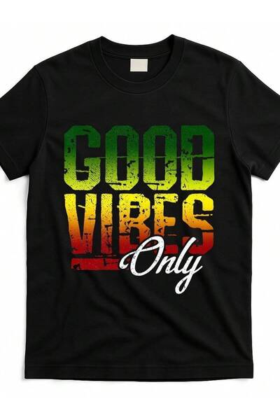 799 تي شيرت رجالي بمقاسات كبيرة من Good Vibes Only - تي شيرت أسود برقبة دائري...