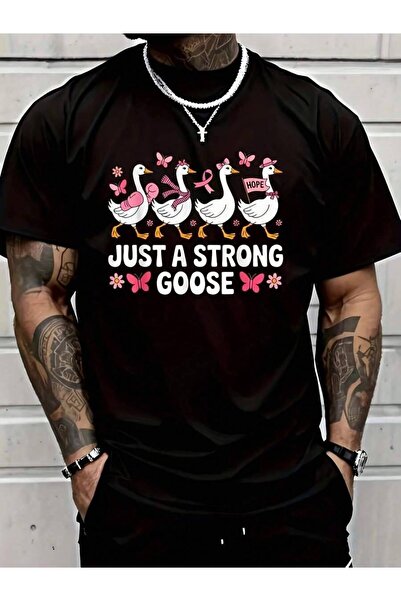 799 تي شيرت Just A Strong Goose Awareness ذو الشريط الوردي |   تي شيرت رجالي ...