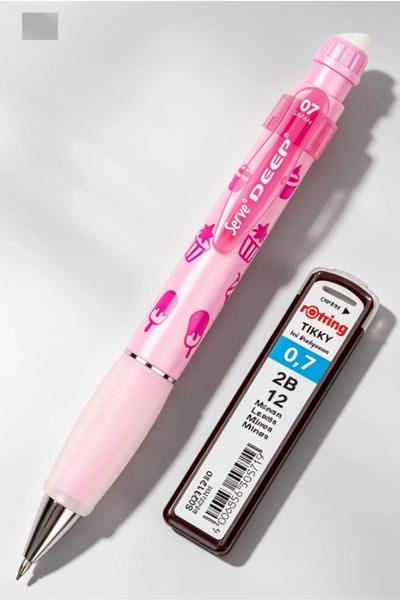 Glanart 0.7 mm serve deep uçlu kalem + 0.7 rotring uç seti tatlı serisi pembe