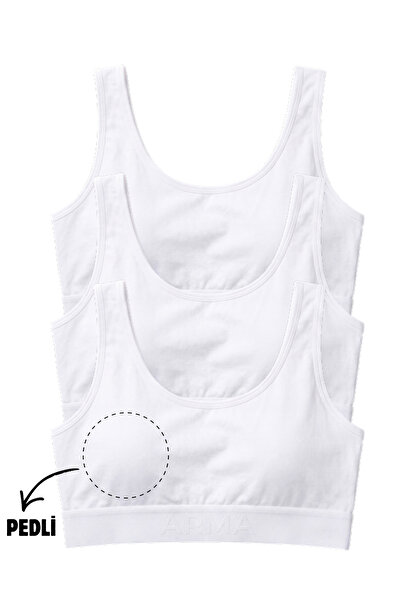 Arma Yıldız Girls' Thick Strapped Training Bra with Removable Pads Half Tank ...