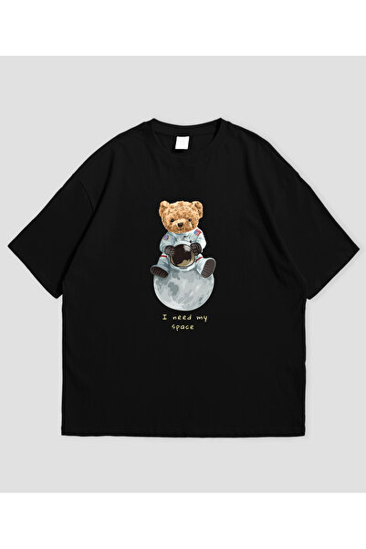 Grafftee Clothing تي شيرت كبير الحجم مطبوع عليه دب رائد الفضاء للجنسين