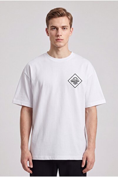 BLACK NOVA Oversize Printed Unisex 100% Cotton T-Shirt Gasoline Bandit White