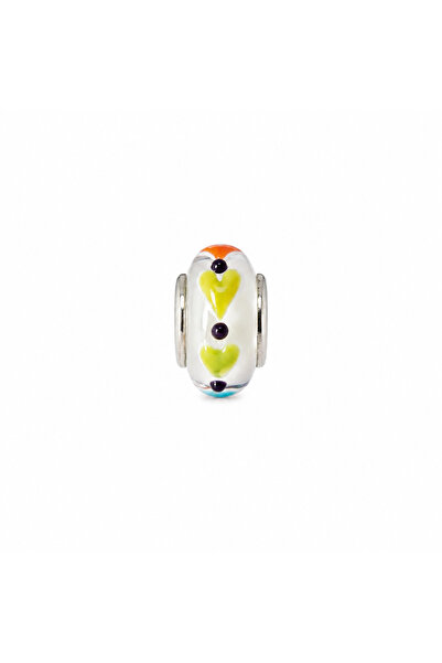 POSEİDONS JEWELLERY Handmade Murano Glass Colorful Heart Design Charm Bead