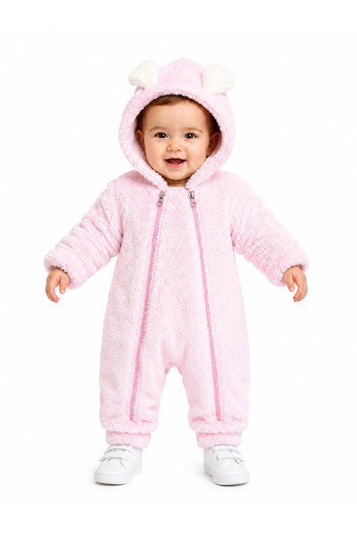 Chicsy Baby بدلة أطفال من ويلسوفت بسحّاب مزدوج على شكل أذني أرنب لطيفة، بغطاء...