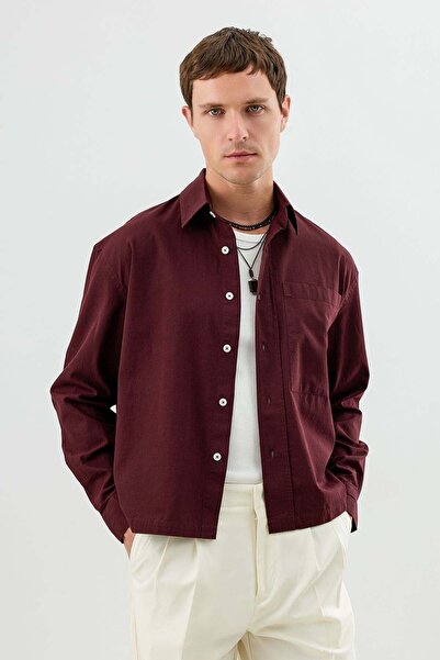 Antioch Dark Burgundy Boxy Fit Men's Shirt
