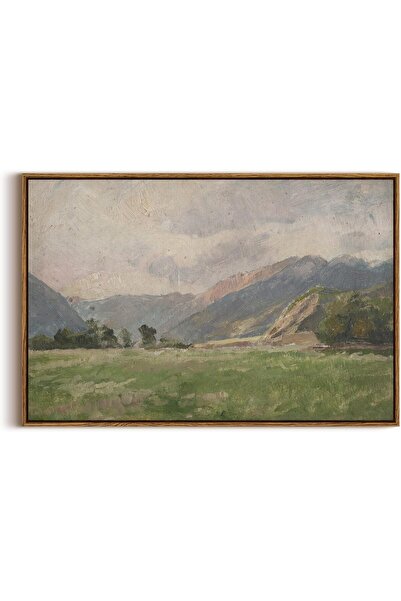 ALAYRA International Large Framed Wall Art Prairie Mountain Landscape Canvas ...