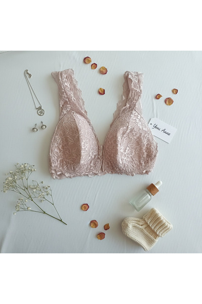 BONBON Women's Lace Front Snap Breastfeeding Bra Salmon Color Bb2717