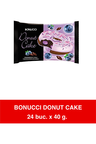 Bonucci Donut Cake with Blueberry Sauce, Soft Sponge Donut, 24 Packs x 40g
