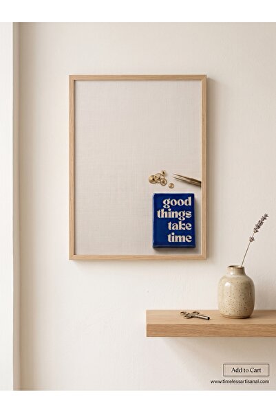 DEKORASOR "Good Things Take Time" Motivasyon Tablosu - Krem Zemin İngilizce Y...