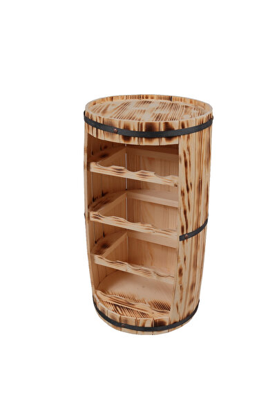 LimArt Suport Vin din Lemn Tip Butoi, Capacitate 12 Sticle, Finisaj Rustic Le...