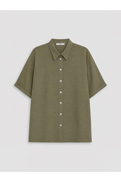 LC Waikiki Nevavm Plus Size Linen Blend Women's Shirt with a Difference