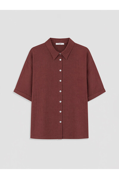 LC Waikiki Trendlucky Plus Size Linen Blend Women's Shirt with Difference