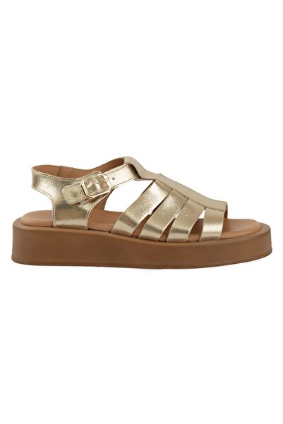 Pegia Women's Sandals with Tape Detail Dg6096 Gold