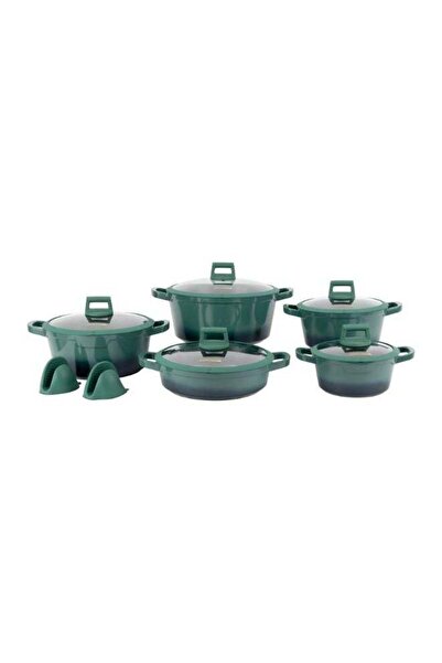 ROYALFORD 12Pcs Dualtone Delight Die-Cast Cookware Set with Silicone Pot Hold...