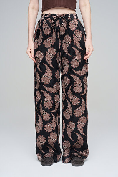 Orfeo Negro Women's Shawl Patterned Tie-Waist Palazzo Trousers