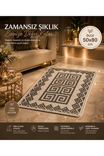 Hmnhome Yıkanabilir Kaymaz Taban Kilim Paspas | Modern Geometrik Pattern Mutf...