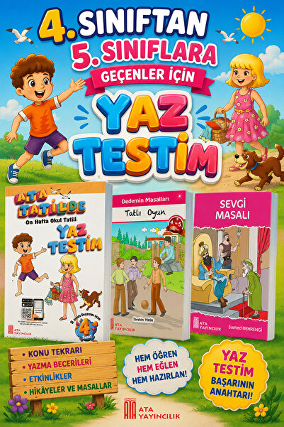 Ata Yayıncılık 4.Sınıftan 5.Sınıflara Geçenler İçin Yaz Testim ( 2 Adet Hikay...