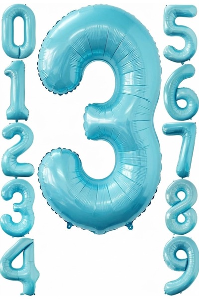 baloss fer 3 Blue Number Foil Balloons 76 cm Helium Compatible Birthday Party...