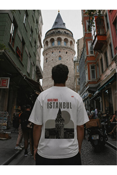 GALATA İSTANBUL ŞEHİR BASKILI OVERSIZE T-SHIRT