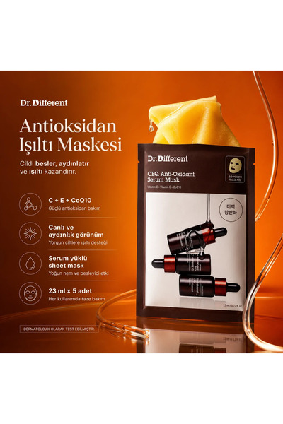 Dr.Different Ceq Anti-Oxidant Serum Mask - Barrier Repair Radiance Mask Set Containing Vitamin E & Niacinamide (5 Pieces)
